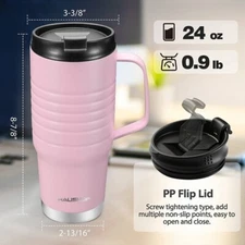 HAUSHOF 24 oz Travel Mug with Handle Stainless Steel Vacuum Travel Mugs BPA Free