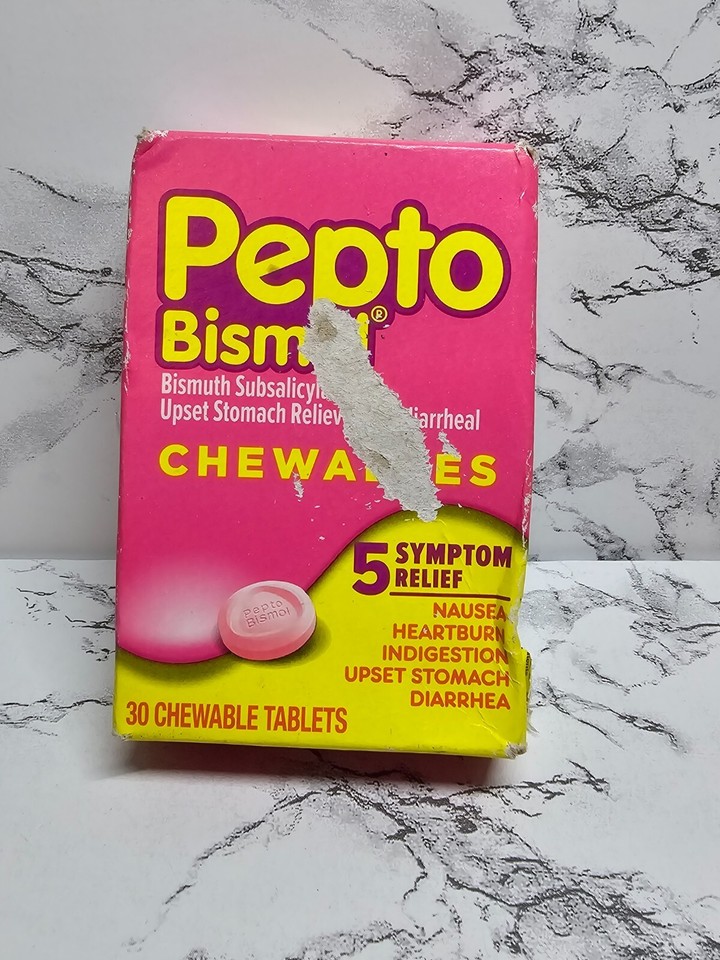 Pepto Bismol Chewable Tablets 5 Symptom Relief 30 Chewable Count Exp 2/ ...