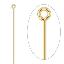 Eye Pin, 100 Gold Plated Brass 4 Inches Long 21 Gauge Standard Eye Pins