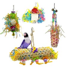 4 Pieces Bird Shredding Toys Parakeet Foraging Parrot Colorful Bird Chewing Toy