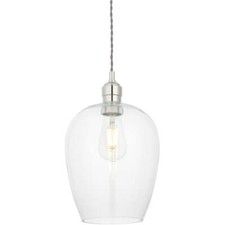 Image of Hanging Ceiling Pendant Light - Bright Nickel Plate & Clear Glass - 10W LED E27