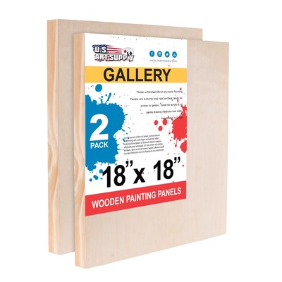 18'' x 18'' Gallery 1-1/2'' Profile Depth Artist Wood Pouring Panel Boards 2-Pack
