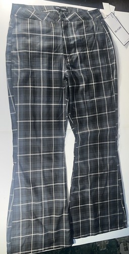 Pantalones acampanados a cuadros acampanados casi famosos años 90 talla 9 negros y azules - Imagen 3 de 3