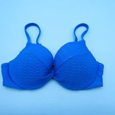 Victorias Secret 36C Blue Underwired Twist Bombshell Push Up Bikini Top Swimwear