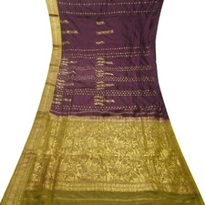 Vintage Burgundy Sarees 100 Pure Silk Zari Handwoven Sari 5YD Craft Fabric