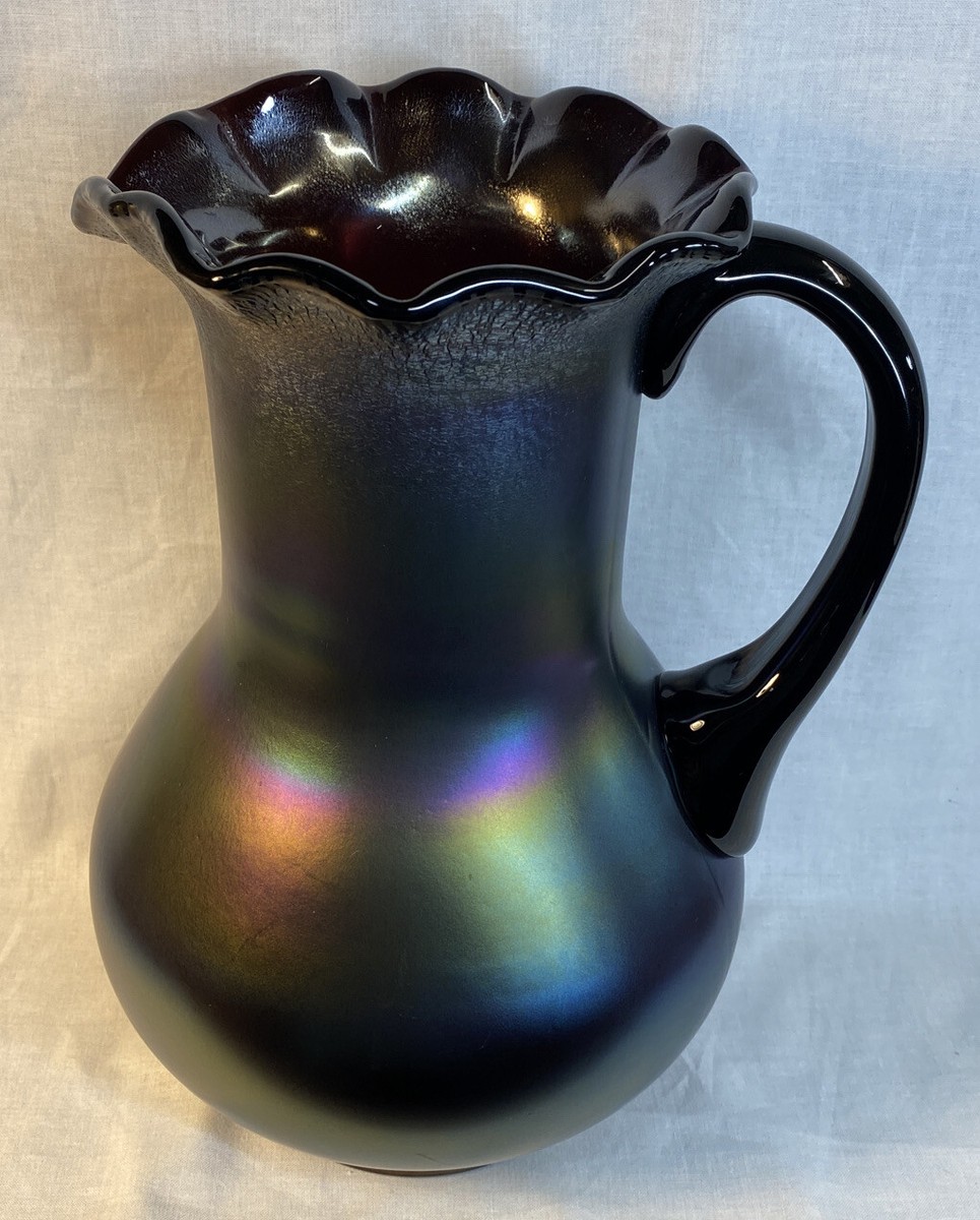 Fenton Art Glass Purple Stretch Carnival Seven Piece Water Set