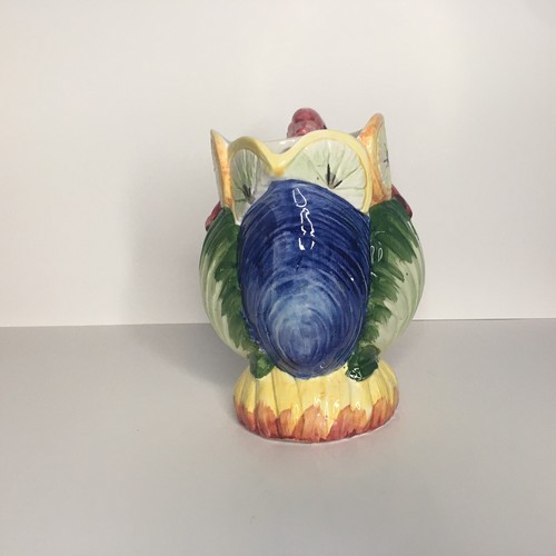 Vtg Bassano Italian Pitcher Majolica Style Colorful Citrus Prawn Lobster Handle - Bild 4 von 7