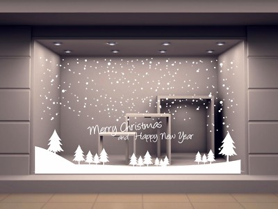 VETROFANIA ADESIVO VETRINA Albero Natale Merry Christmas Adesivi 112594516580 - Foto 2