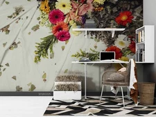 3D Colorful Floral Wallpaper Wall Mural Removable Self-adhesive Sticker364