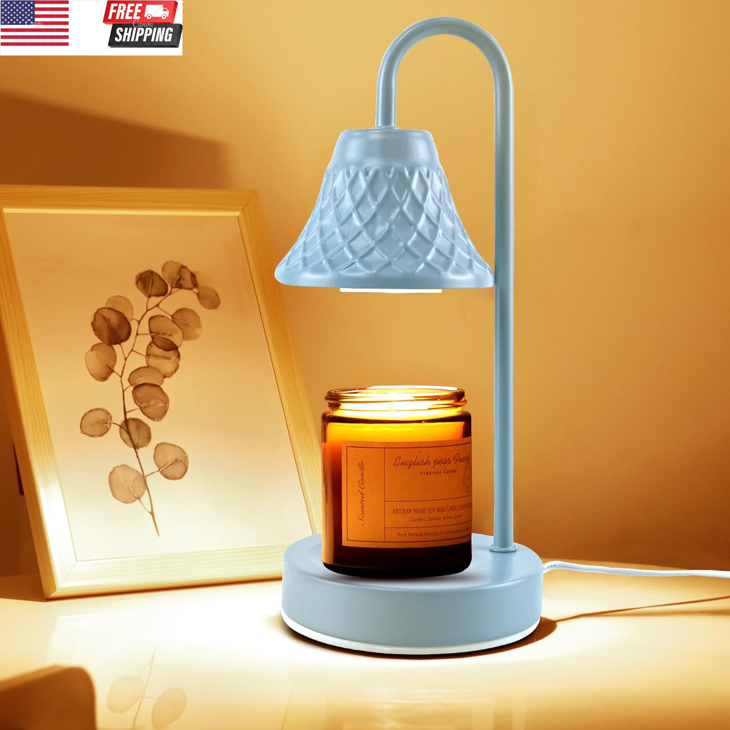 Dimmable Electric Candle Warmer Lamp with Timer and 2 Bulbs for Home Decor