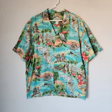 Paradise Found Florida Map Beach Hawaii Shirt Short Sleeve Multicolor Men's XL