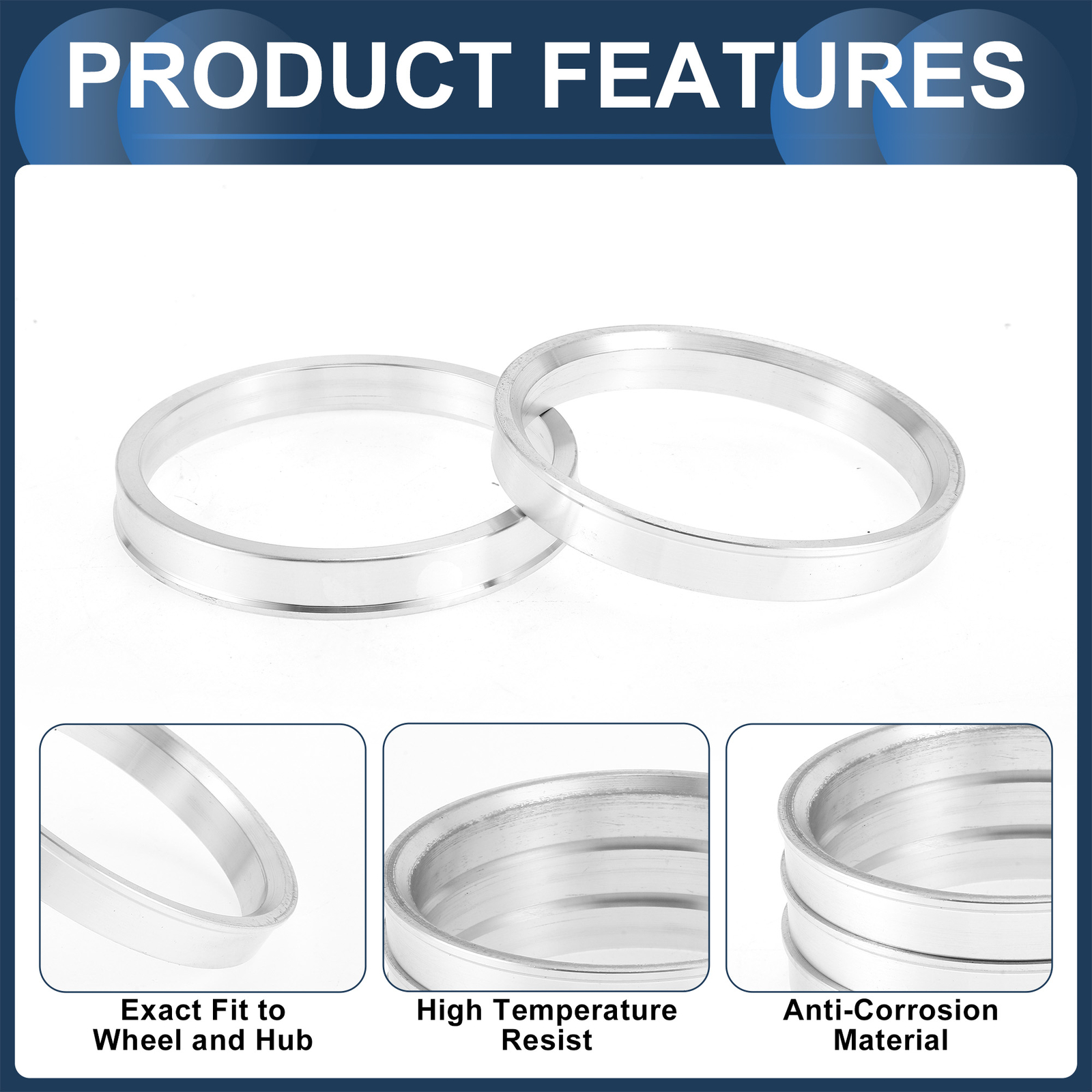 OD 74.1mm to ID 66.1mm Car Wheel Hub Centric Rings Aluminium Alloy 4 Pcs