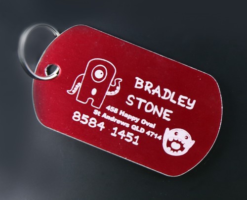 CHILDRENS KIDS SCHOOL NAME BAG TAG LUGGAGE BAG TAG PERSONALISED METAL ENGRAVING - Picture 6 of 40