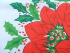 Christmas Tablecloth De Witte Lietaer Belgium Poinsettia Flower 34" x 32.5" Vtg