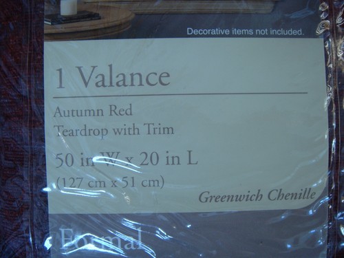 Home Trends Set of 5 Valance Autumn Red Teardrop with Trim 50" W X 20" L NEW - Picture 8 of 9