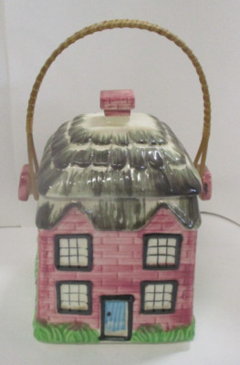 Vintage Square Brick House Design Cookie Biscuit Jar