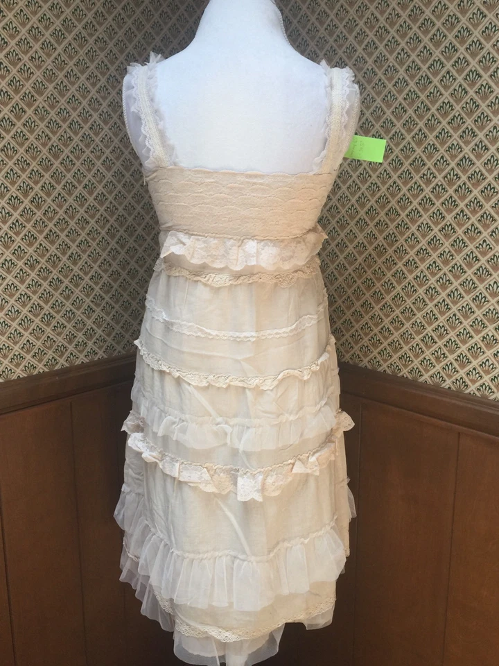 Vestido Cynthia Steffe Romántico Beige Encaje Fuelle Correa Rodilla 6 Verano Foto 3 de 4