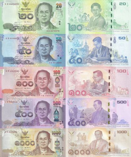 Thailand 20 50 100 500 1000 Baht 2017 P 130 131 132 133 134 UNC COMM. Set 5 p NR - Afbeelding 1 van 1