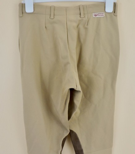 CUSTOM RIDING APPAREL Womens Sz 28S Khaki Knee Patch Side Zip Riding Breeches - Picture 5 of 7