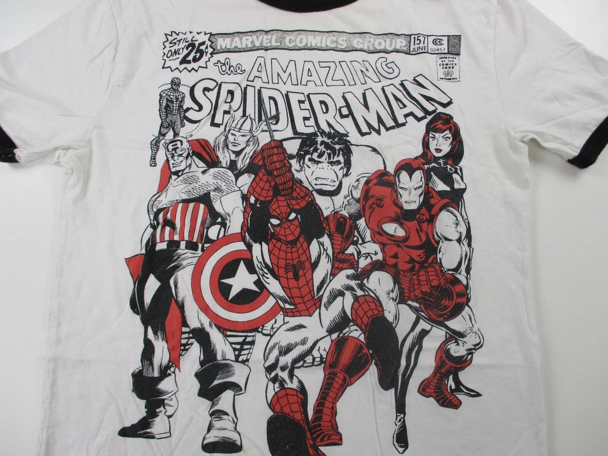 Marvel Comics Spiderman Tee Shirt Mens Medium Ringer The Amazing