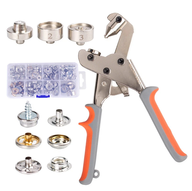 Sujetadores a Presión Herramienta Prensadora Anillo Pernos Alicates Sujetador Kit con Pieza de Agujero Foto 2 de 4