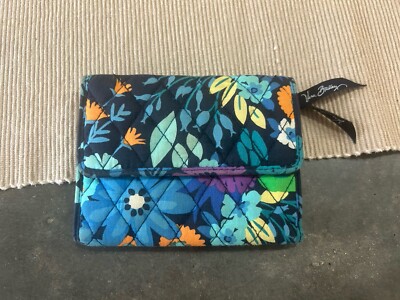 Vera Bradley Midnight Blues Trifold Snap Wallet Light Discoloration