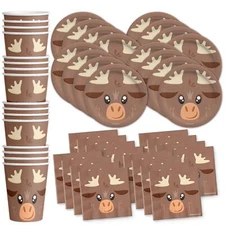 Moose Birthday Party Supplies Set Plates Napkins Cups Tableware Kit For 16