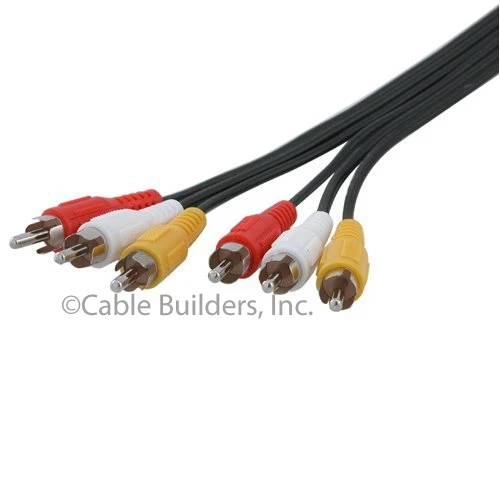 6FT COMPOSITE RCA AUDIO VIDEO CABLE YELLOW WHITE RED 6' CORD for DVD VCR TV CAM