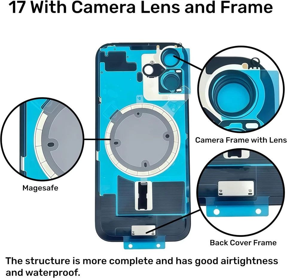 For iPhone17 17 Air 17 Pro Max Lot Back Glass Replacement With Metal Magnet - Image 2 of 4