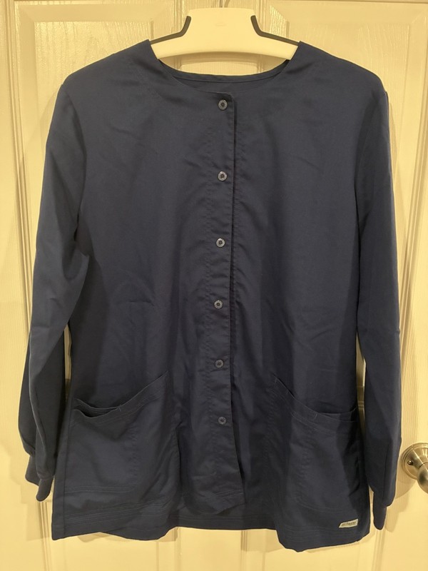 Navy Blue Greys Anatomy Lab Coat Size L EUC