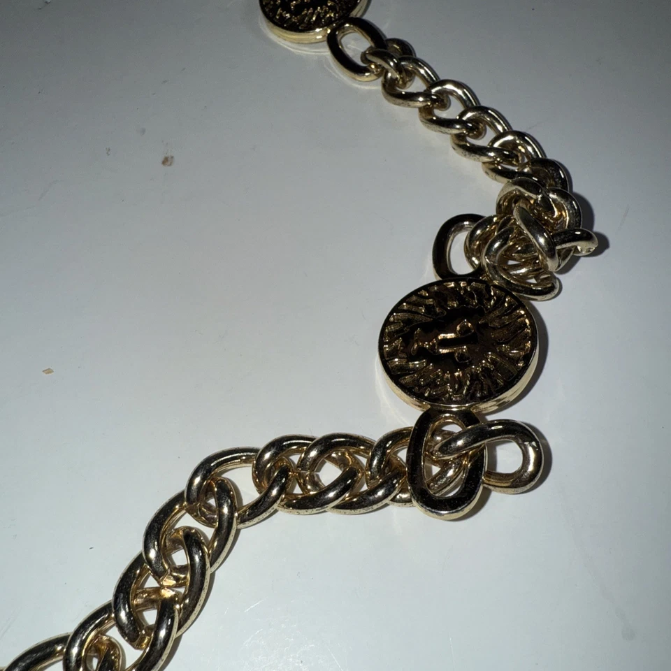 Винтажный пояс Anne Klein Link Head яркое блестящее золото 40 дюймов общая длина  - Изображение 2 из 4