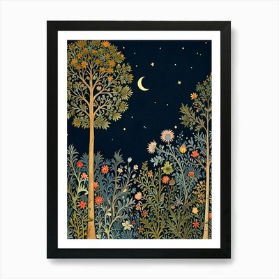 William Morris Nacht im Garten Gerahmtes Wandbild Poster Leinwanddruck Bild