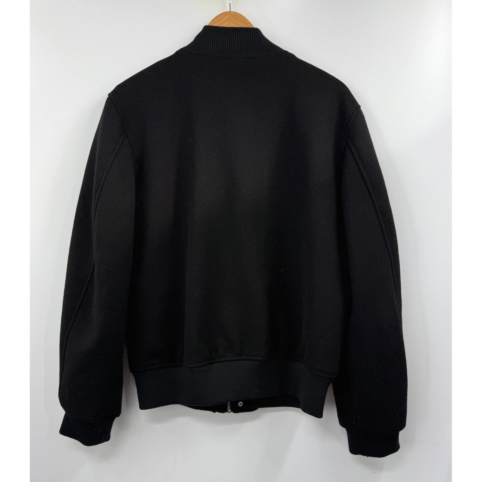 Zara Bomber Jacket Men Large Black Textured Full Zip Snap Closure Outerwear - product detail image 6