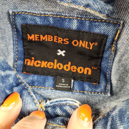 Members Only X Nickelodeon Trucker Denim Jacket 90’s Mens Size Small Blue Jeans - Picture 10 of 12