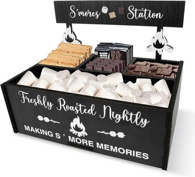 S'mores Bar Stat Wooden S'mores Caddy Holder for Counter 4 partment