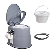 Portable Relief Toilet 1.3gal Inner Tank 300lb Limit Dual Lid Leak Resistant