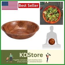 Rustic 12" Woven Wood Salad Bowl for Elegant Serving