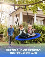 Large 43"Saucer Rope Swing Heavy-Duty Holds 3 Kids/2 Adults 440lbs Outdoor Swing