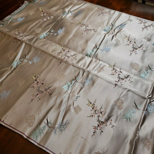 Chinese Oriental Silk Brocade Fabric Metallic Floral Medallion Chinoiserie 3+ Yd - Picture 5 of 11