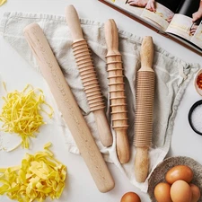 Set of 4 Italian Pasta Rolling Pins Dough Roller for Baking Kitchen Essentials