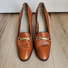 Vintage Womens Amalfi by Rangoni Italia Brown Leather Horsebit Design Pumps 8.5