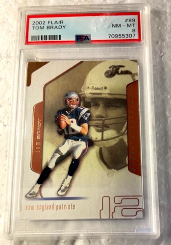 TOM BRADY FOOTBALL CARD #89 PSA 8 FLAIR FLEER #2