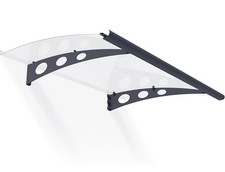 Garamond 3 ft. x 4 ft. Gray/Clear Door and Window Fixed Awning HG9521
