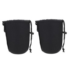 Camera Lens Bag 2Pcs Neoprene Padded Lens Pouch with Drawstring Protective Ca...