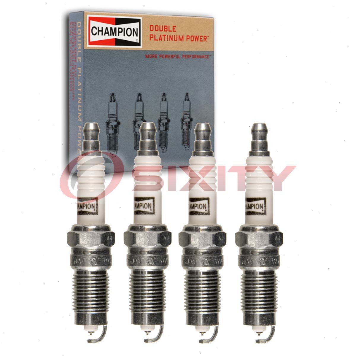 4 pc Champion Double Platinum Spark Plugs for 1984-1990 Ford Escort 1.6L kj