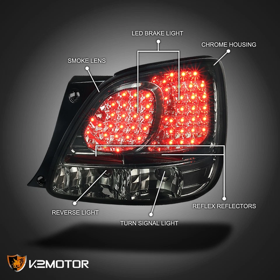 Smoke Fits 1998-2005 Lexus GS300 GS400 GS430 LED Tail Lights Lamps Left+Right Foto 3 de 4