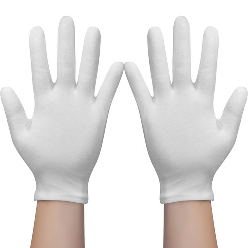 Cotton Gloves for Dry Hands Sleeping, 4 Pairs White Cotton Moisturizing Eczem...