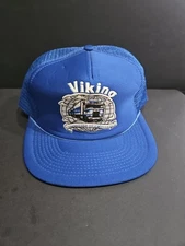 VINTAGE VIKING FRIGHT SYSTEM ADJUSTABLE SNAPBACK BLUE PROMARK MESH HAT CAP ***