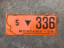 1938 - MONTANA - LICENSE PLATE - REPAINTED