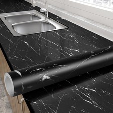 Black Marble Contact Paper Peel and Stick Wallpaper for Kitchen Countertops